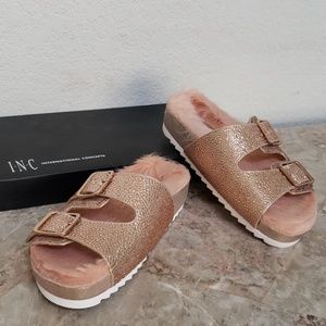 INC Women's Alani Footbed Sandals Rose Pearl Color